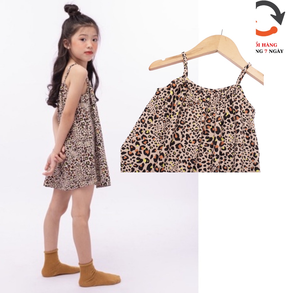 váy xinh cho bé gái 2 dây da báo CỰC NGẦU 12-40kg, mamikid