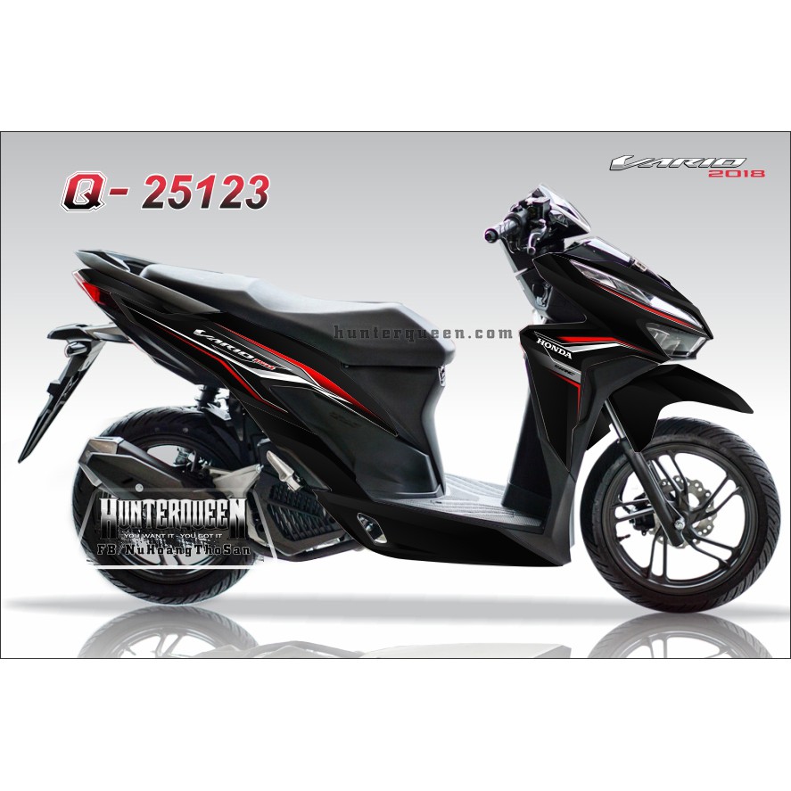 Tem rời Vario 2018 màu đen. Chỉ đỏ bạc. Thay đổi màu sắc và chi tiết theo yêu cầu. Sắc nét, bền màu