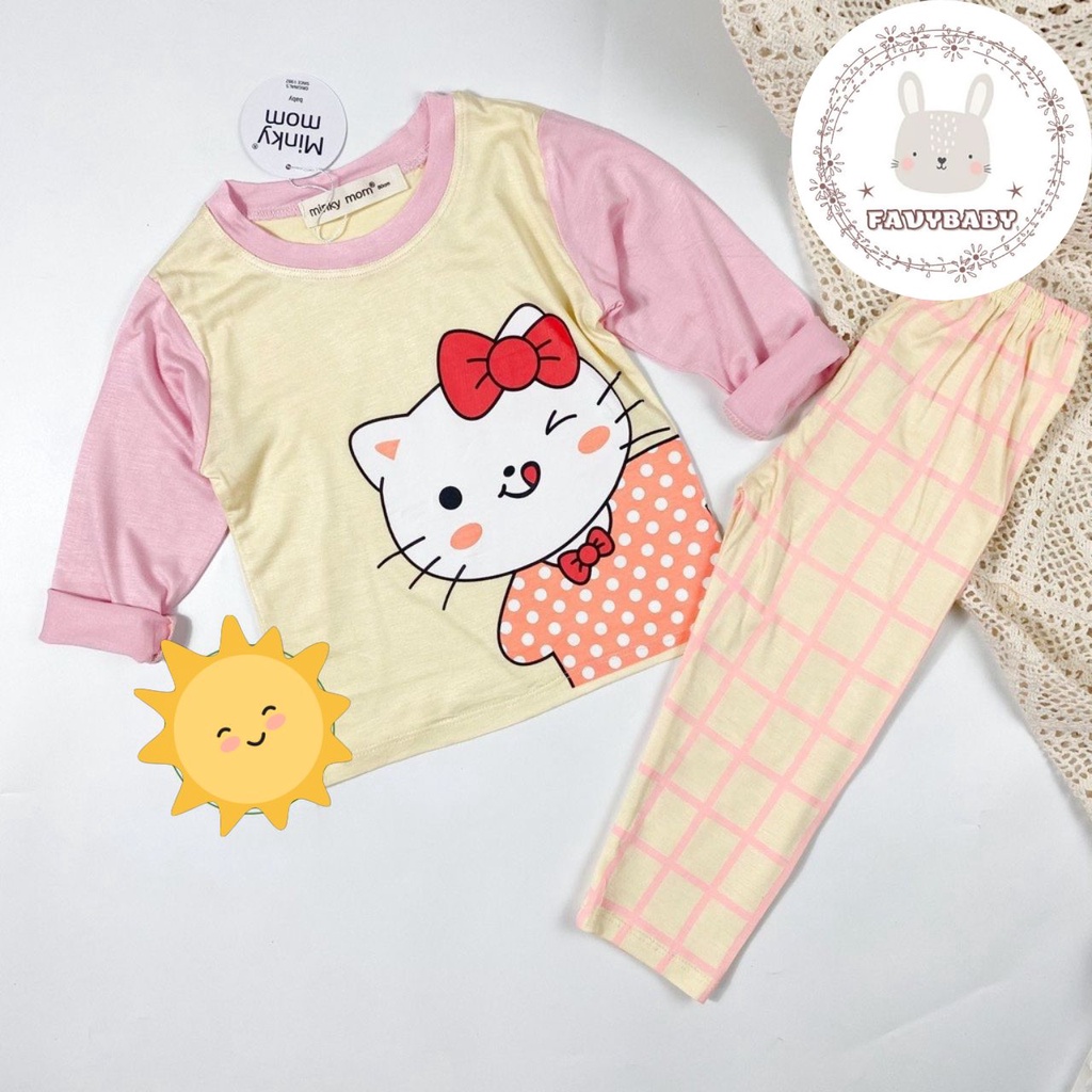 Bộ Dài Tay MINKY MOM Chính Hãng Bé Trai Bé Gái Thun Lạnh Quần Kẻ Caro Hình Động Vật Cute Bé 0 1 2 3 4 5 Tuổi - Favybaby