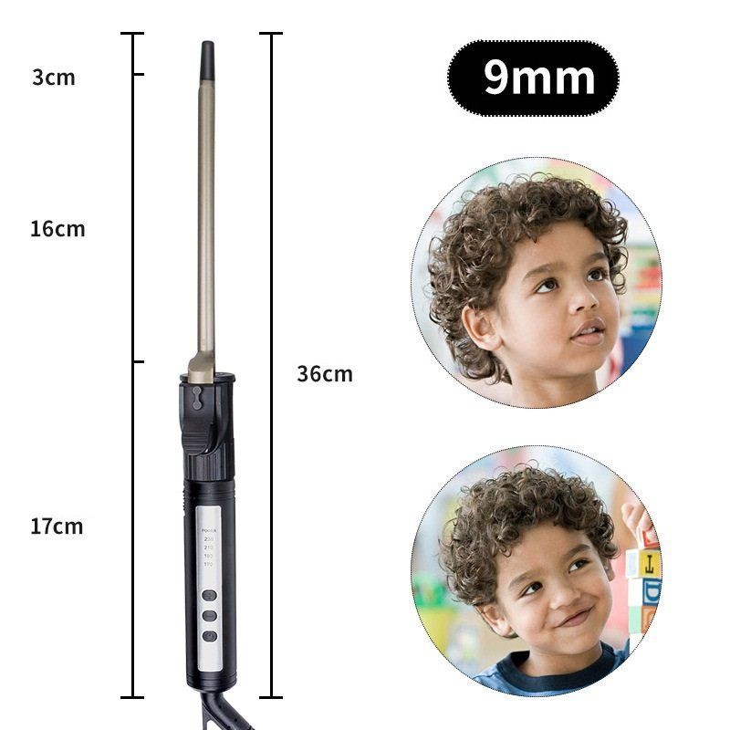 Máy uốn xoăn giả chỉnh nhiệt size bé xoăn xù mì 9mm