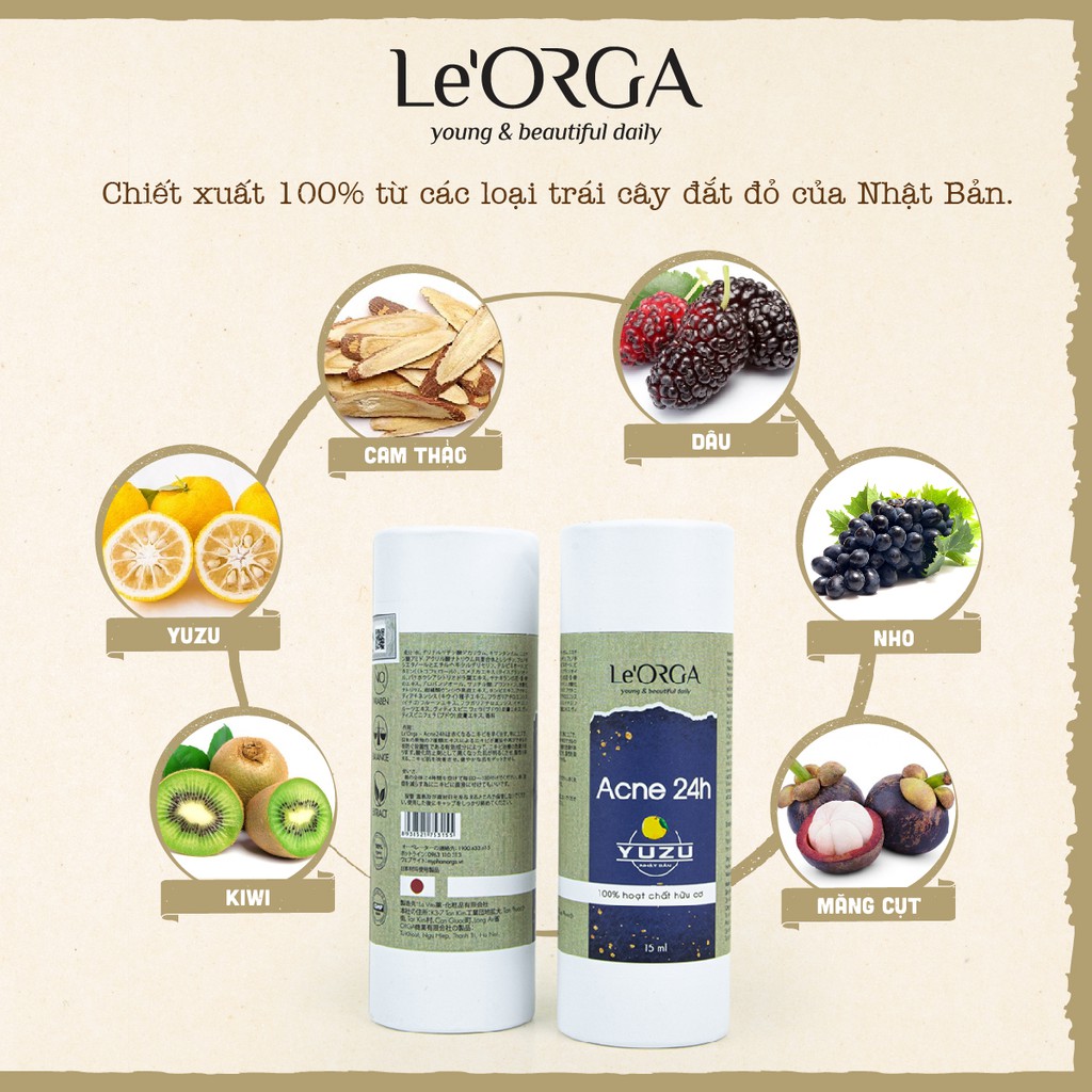 Serum Xẹp Mụn Le'Orga - Acne 24h Tinh Chất Ngừa Hết Mụn Cho Da Dầu, Nhạy Cảm 15ml | BigBuy360 - bigbuy360.vn
