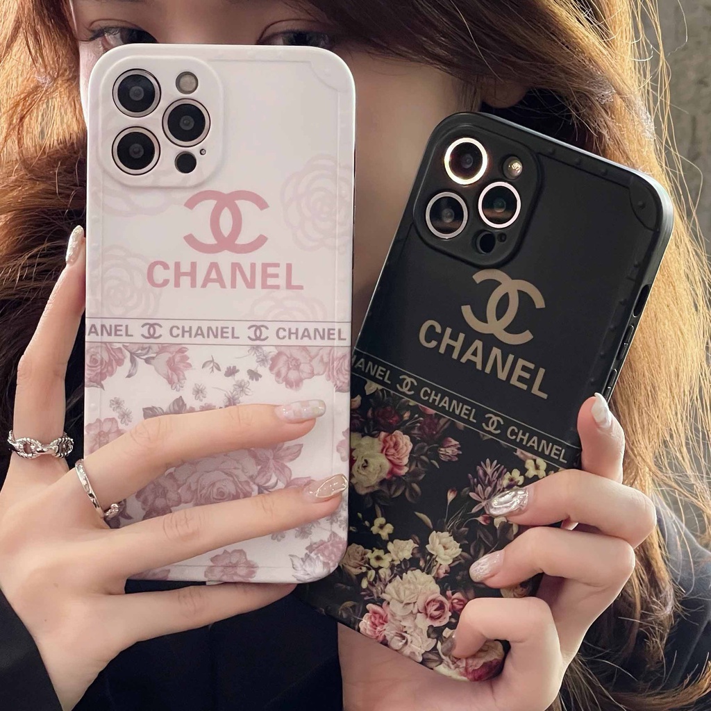 Ốp Điện Thoại Chống Sốc Họa Tiết Hoa Trắng Đen Cho iPhone 14 13pro max 12pro 11promax 11