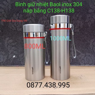 Bình giữ nhiệt Baol inox sus 304 nắp bằng C138(800ml) và H138(1000ml)