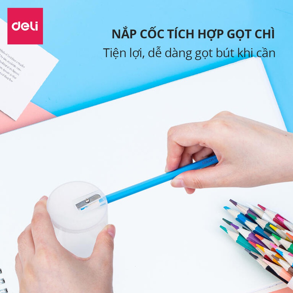 [Mã LIFEDE12 giảm 50K đơn 99K] Bút chì màu chuyên nghiệp dạng cốc Deli 24/36/48 màu - 68123/68124/68125