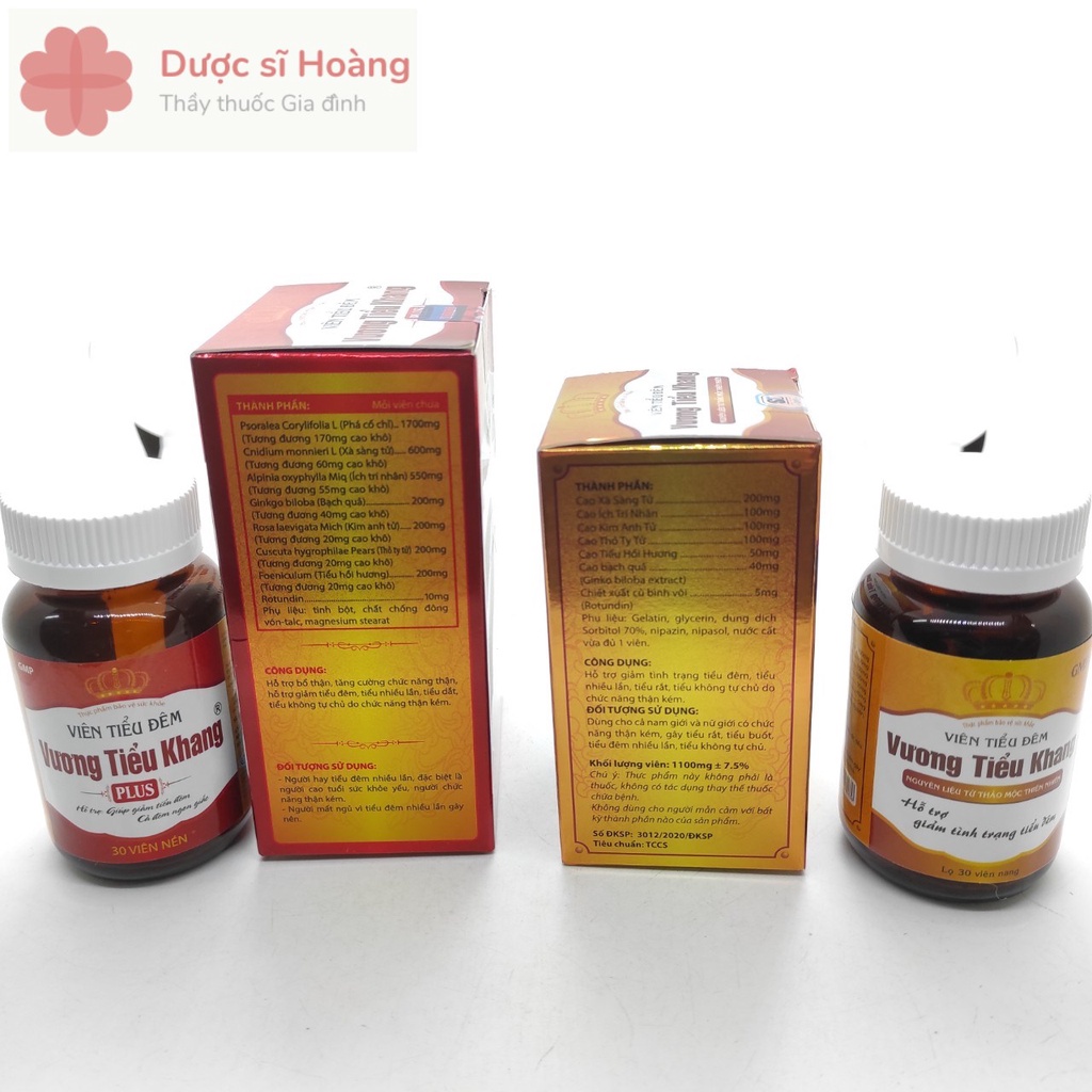 Viên tiểu đêm Vương Tiểu Khang Plus - Hỗ Trợ Bổ Thận, Giảm Tiểu Đêm, Tiểu Nhiều Lần - Hộp 30 viên