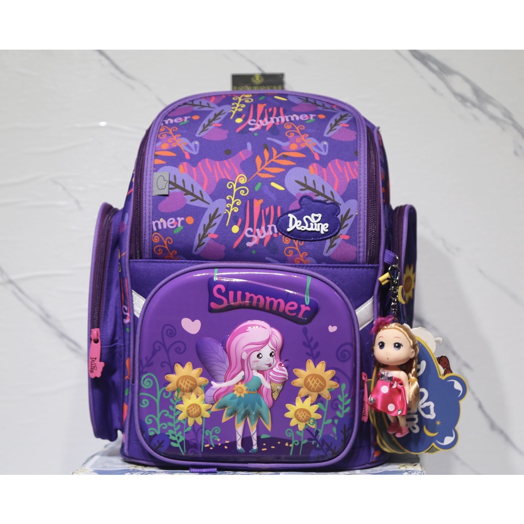 Balo chống gù cho bé tiểu học, balo thương hiệu Delune, balo chống gù siêu nhẹ