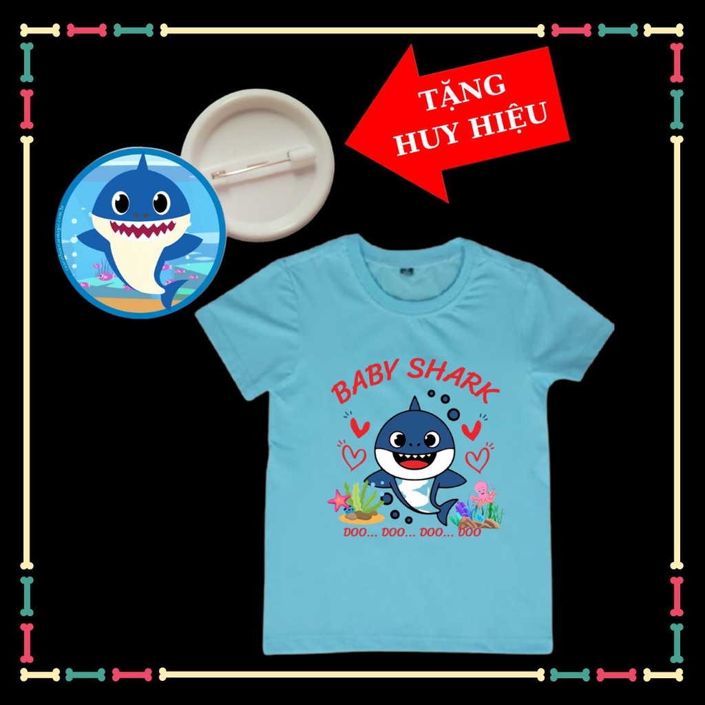 Áo thun cộc tay bé gái baby Shark dễ thương, đủ màu sắc, đủ size áo, kèm Huy hiệu Babyshark