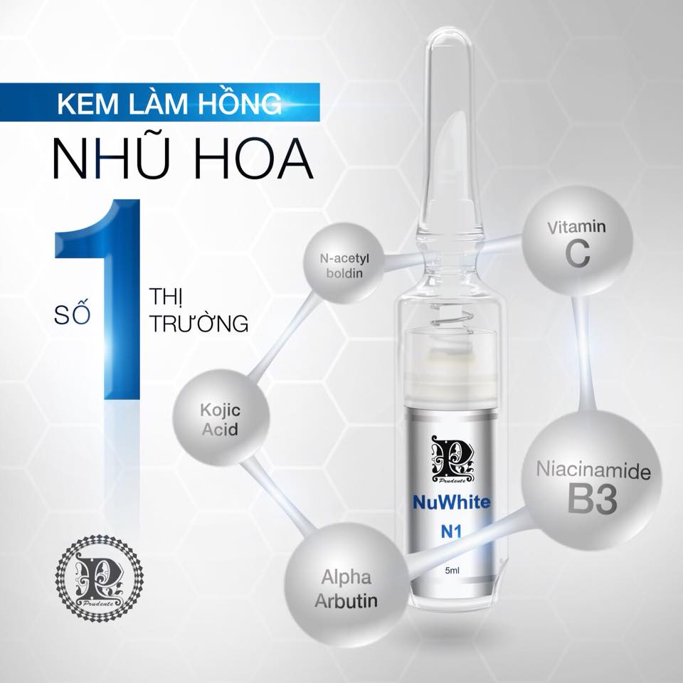 Kem làm hồng nhũ hoa Nuwhite N1 Mibiti Prudente, trắng hồng rạng rỡ( Lọ 5ml )