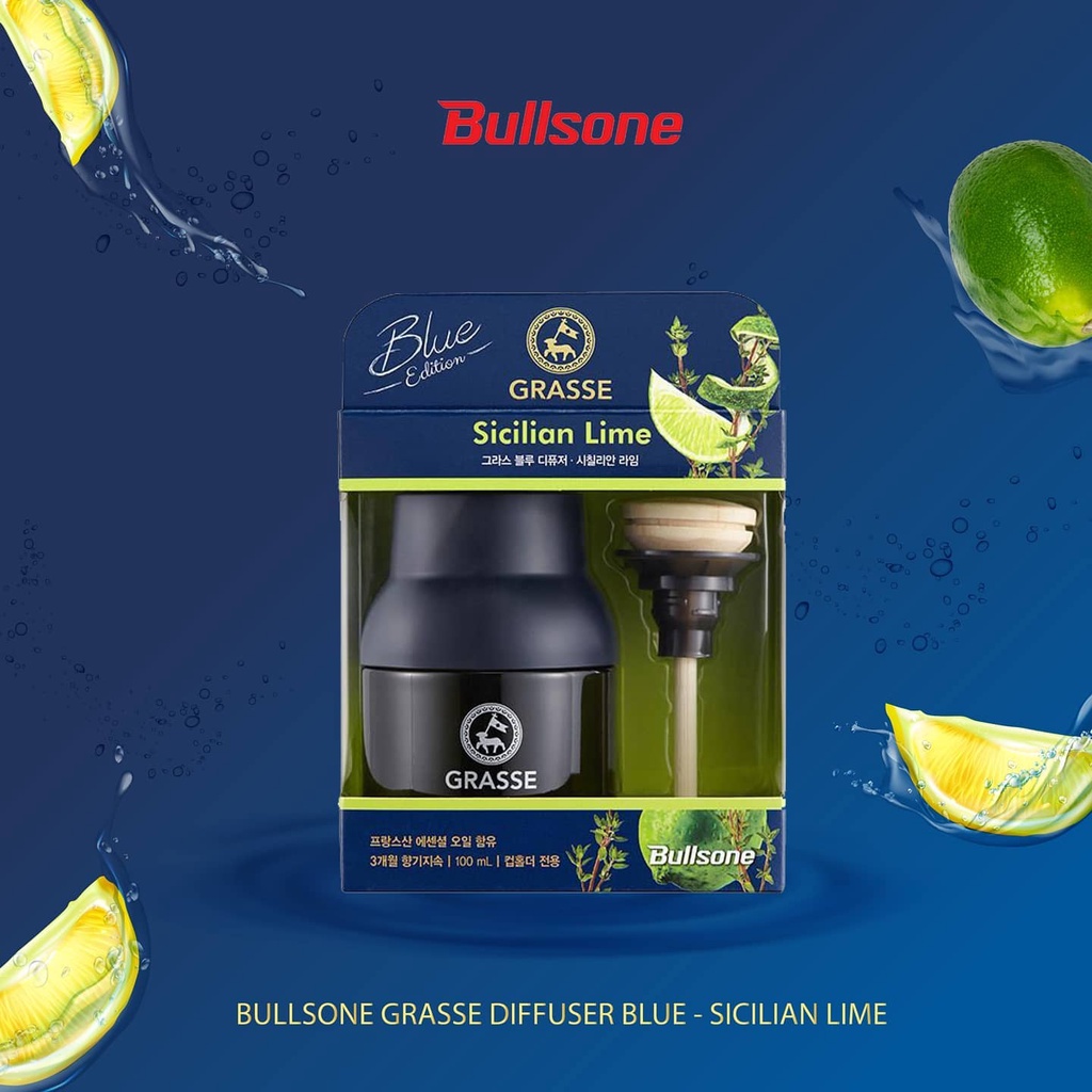 Nước Hoa Ô tô Hàn Quốc Grasse 100ml Hương Chanh ( hộp xanh) Thơm Dịu, kiểu dáng sang trọng