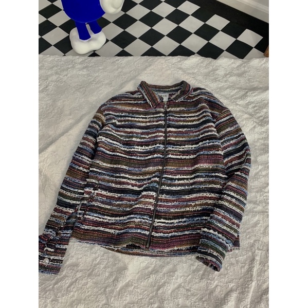 Áo khoác len mỏng text chỉ màu WAGG