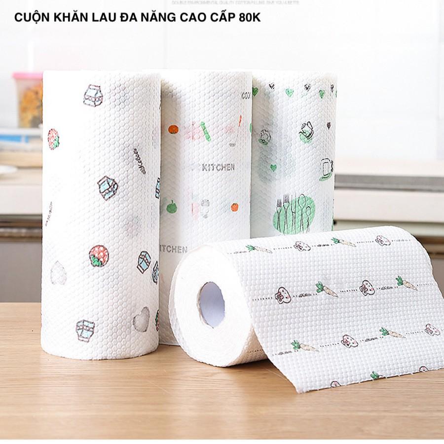 Cuộn khăn lau đa năng nhà bếp 40 tờ 25cm, thấm hút tốt, lau mọi bề mặt siêu tiện lợi