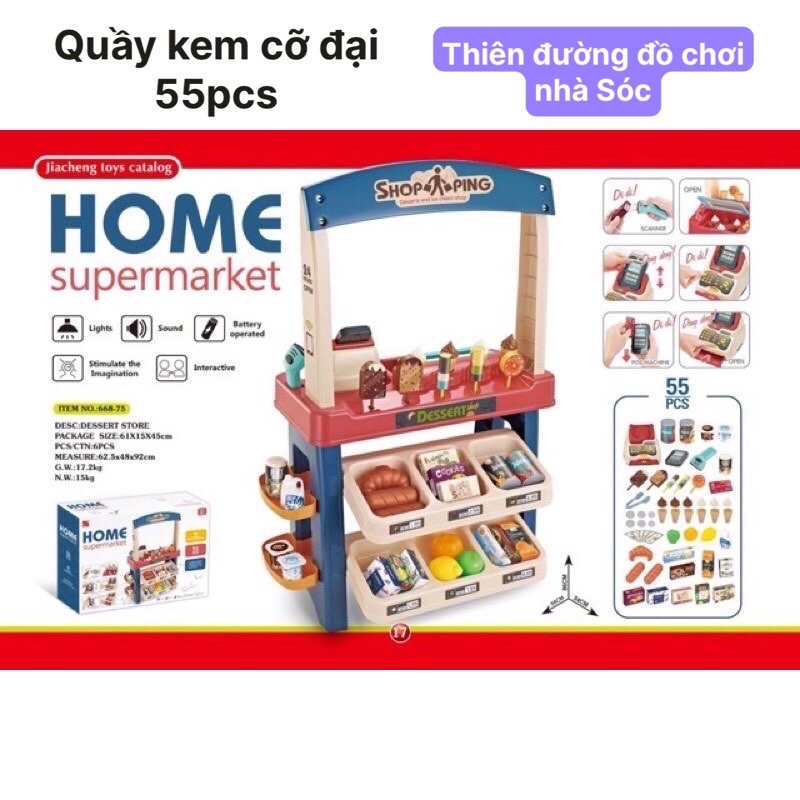 Đồ chơi quầy bán kem,quầy ăn nhanh cỡ đại 55 pcs