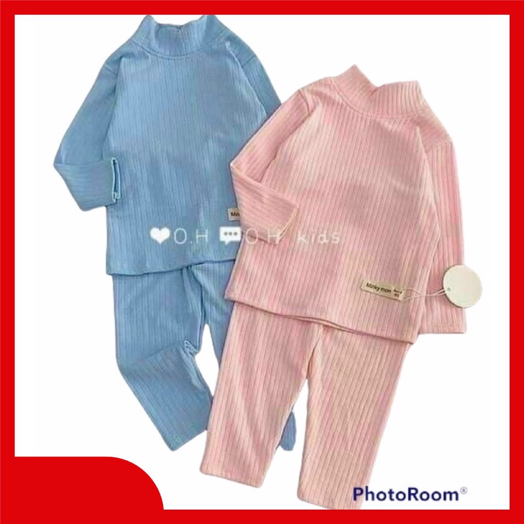 Đồ bộ bé trai bé gái dài tay thu đông chất tăm đũa xin xò_Quần áo trẻ em thu đông