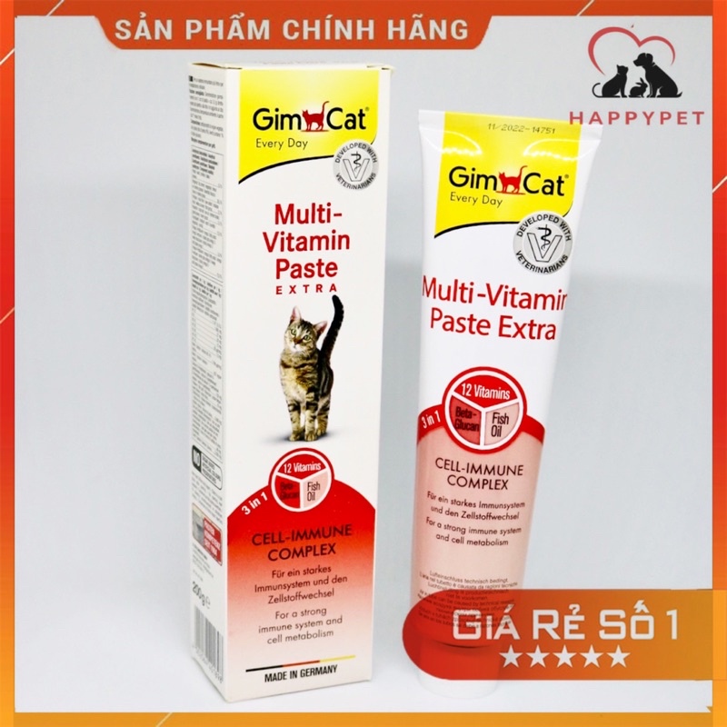Gel dinh dưỡng gimcat bảo vệ tế bào,  Gel Dinh dưỡng Multi Vitamin Extra GimCat cho mèo (200g)