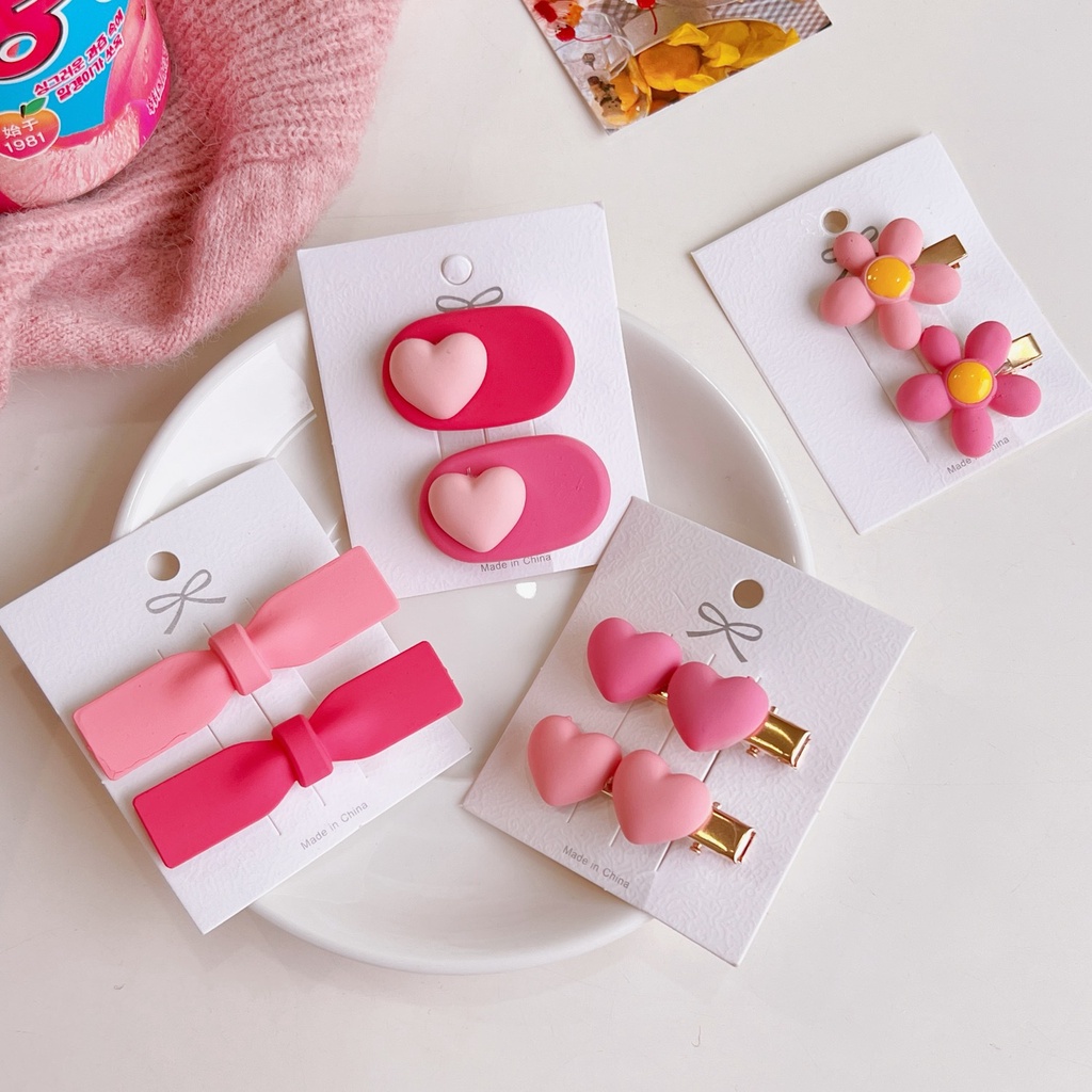 Bộ Kẹp Tóc Hình Hoa Hồng Dễ Thương Phong Cách Hàn Quốc Cho Nữ