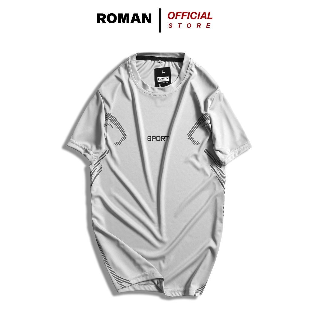 Áo Thể Thao Nam Thun Lạnh Cổ Tròn Cộc Tay Co Giãn Thông Hơi ROMAN AT09