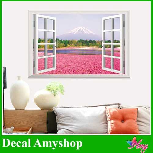 Decal cửa sổ cánh đồng hoa hồng - DCS015