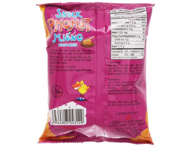 Bánh Snack Phô Mát Miếng Oishi gói 42g