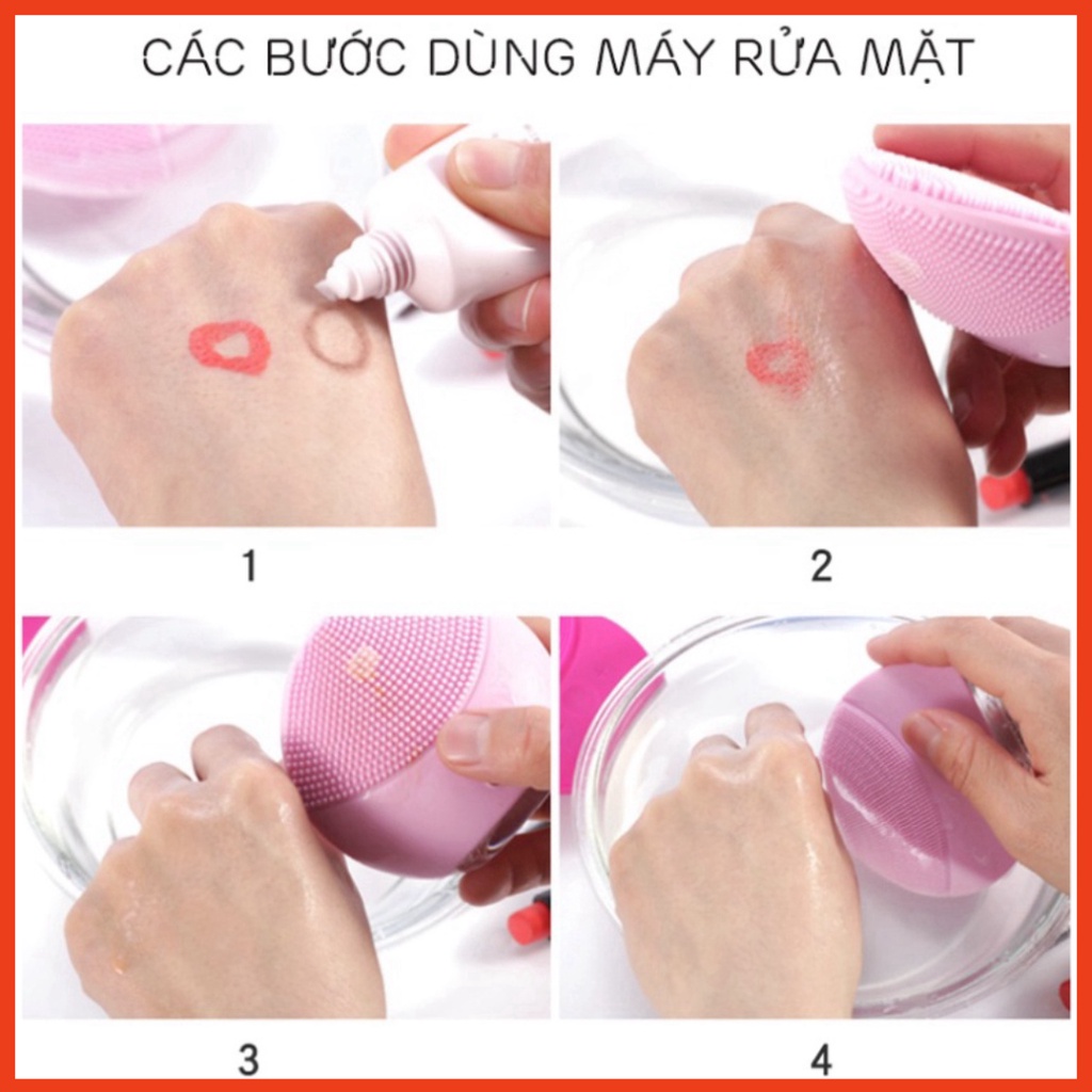 Máy rửa mặt mini 2 cấp rung sóng, máy massage mặt đầu Silicon giúp làm sạch sâu bên trong da A4
