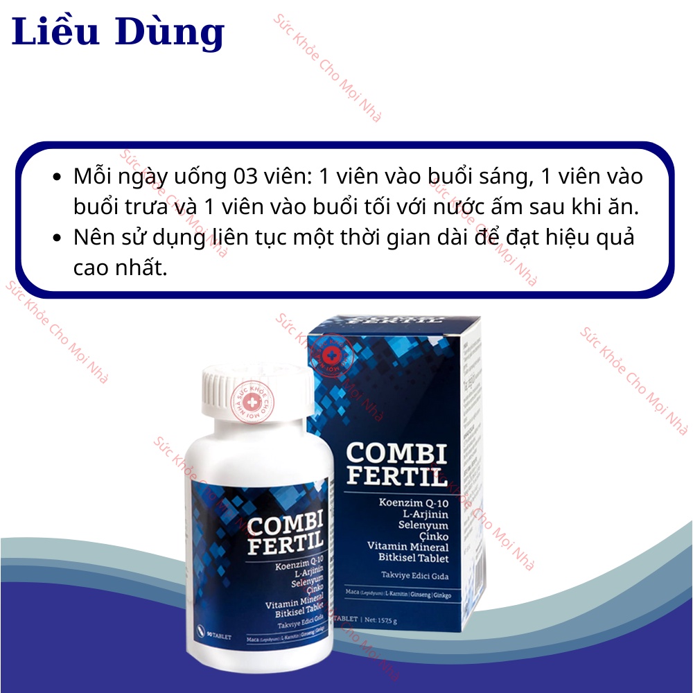 Combi Fertil. Viên uống tăng cường thể lực, cải thiện chức năng nam giới hộp 60 viên suckhoechomoinha