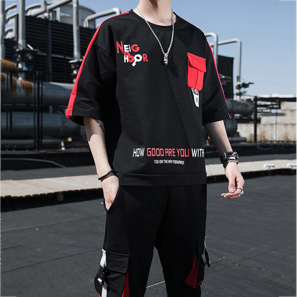 Bộ Đồ Thun Nam Thể Thao Ngắn Tay In Họa Tiết NEIGHBOR Kết Hợp Quần Jogger Túi Hộp Phối Dây SET NAM 90000106C2 | BigBuy360 - bigbuy360.vn