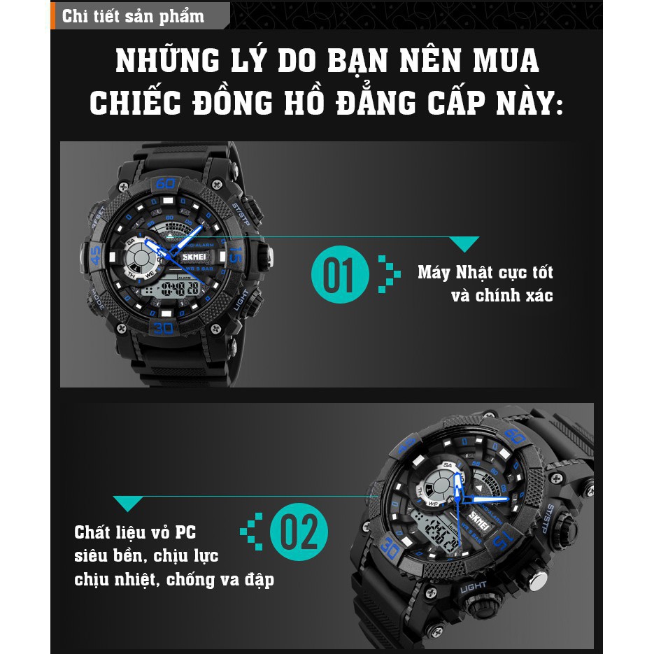 [HOT] Đồng hồ thể thao nam điện tử đa chức năng SKMEI BW027 - SK1228 chống nước tuyệt đối 3ATM