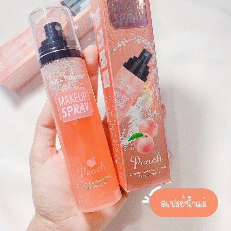 Xịt khóa nền trang điểm makeup spray Kiss Beauty Peach