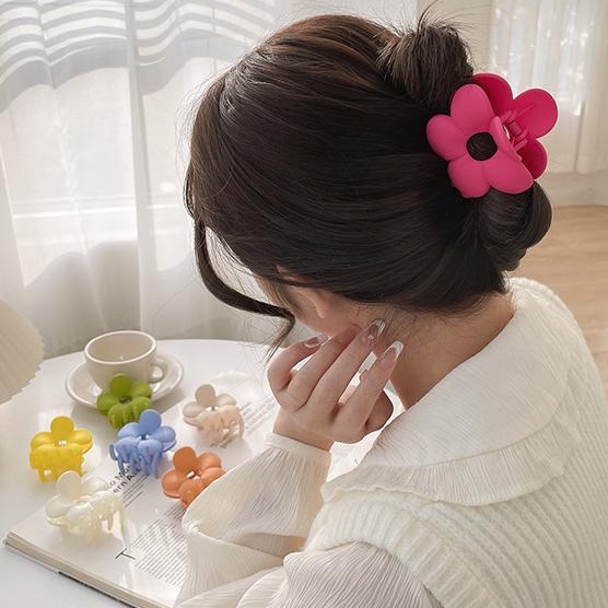 Giá Đỡ Kẹp Tóc Đuôi Ngựa/Kẹp Tóc Hình Bông Hoa Màu Kẹo Đơn Giản Cho Nữ