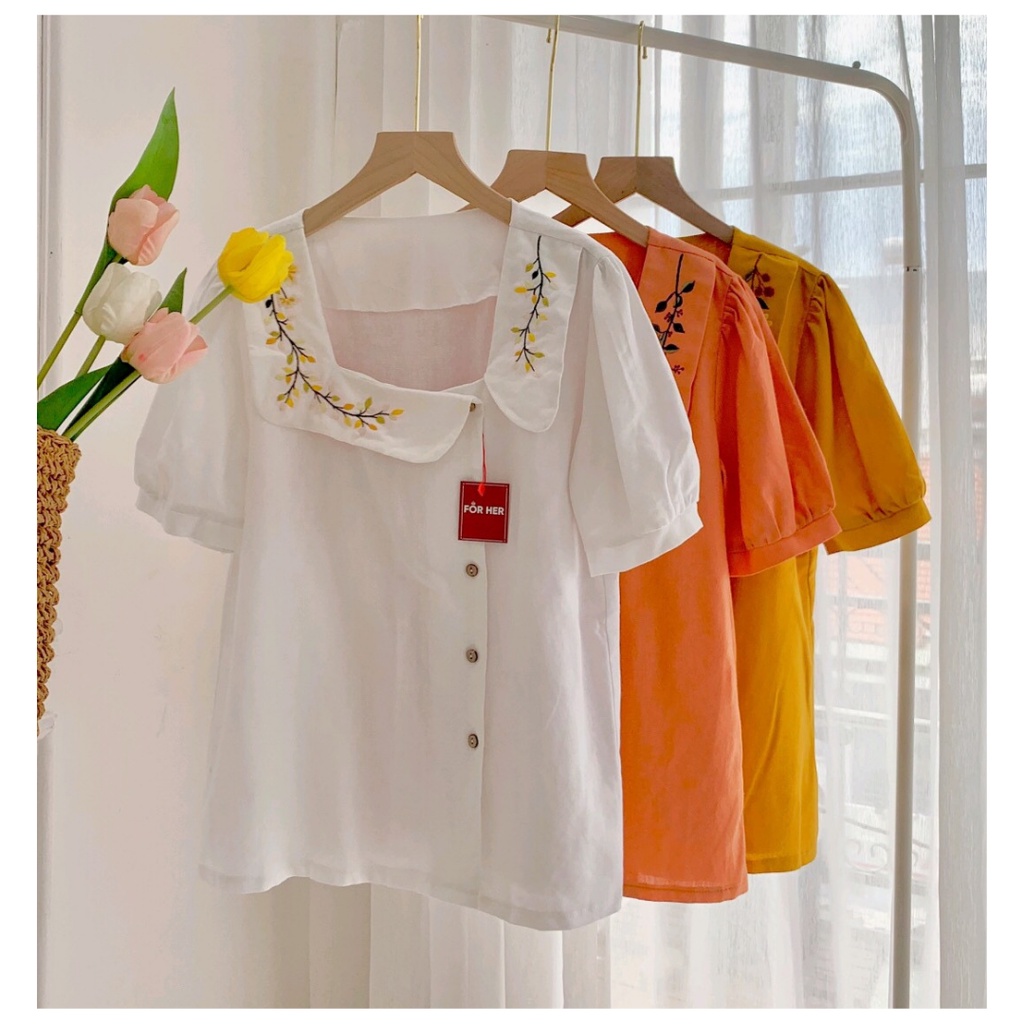 Áo Cổ Vuông FOR HER Nút Lệch AO0446