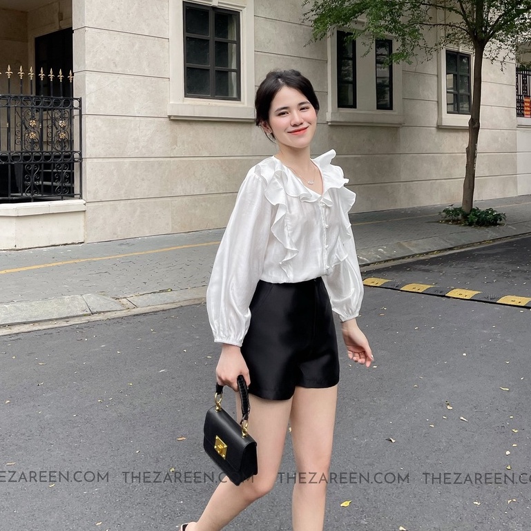 ZAREEN | QUẦN SHORT TAFTA ỐNG RỘNG ZAREEN SHO42 ĐEN