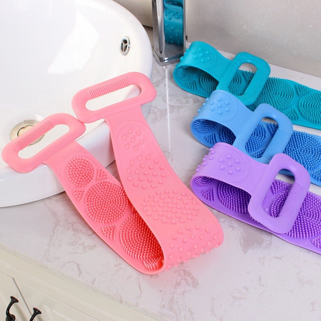 Dây cọ chà lưng silicon 2 mặt massage tạo bọt dụng cụ tắm tẩy tế bào chết