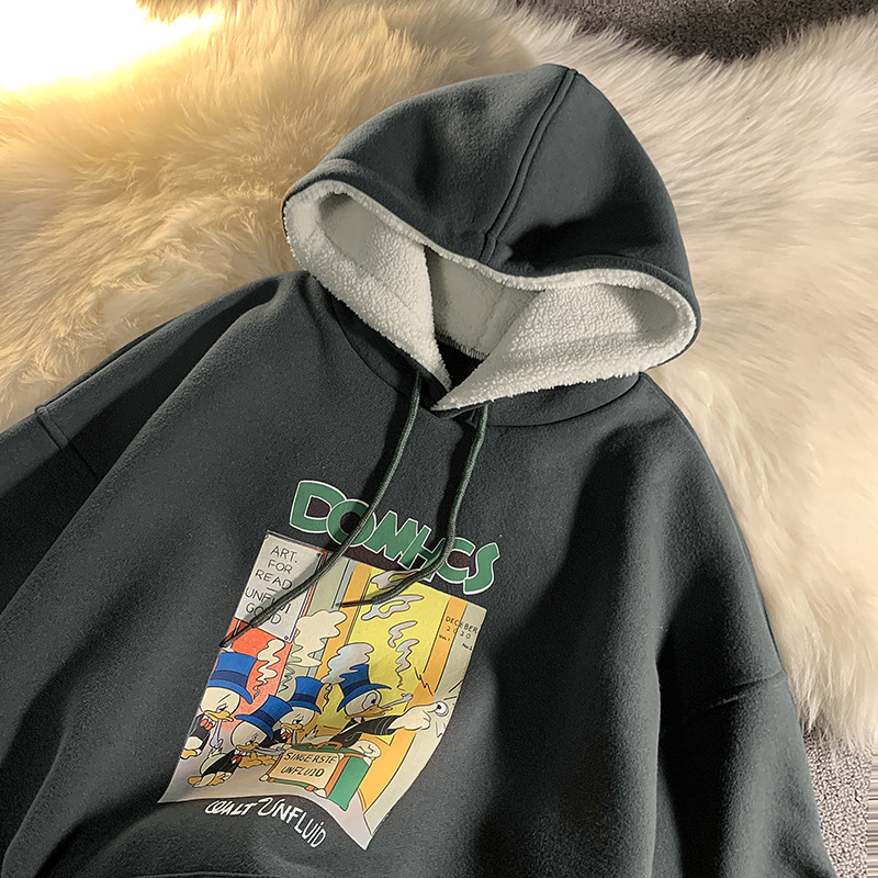Áo Hoodie Len Lông Cừu Dày Dặn Tay Dài Phong Cách Cho Nam Tf1