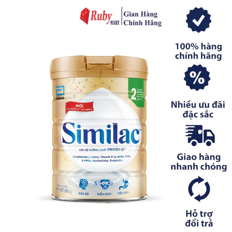 Sữa Bột Similac IQ  2 (HMO) Hương Vani 900g