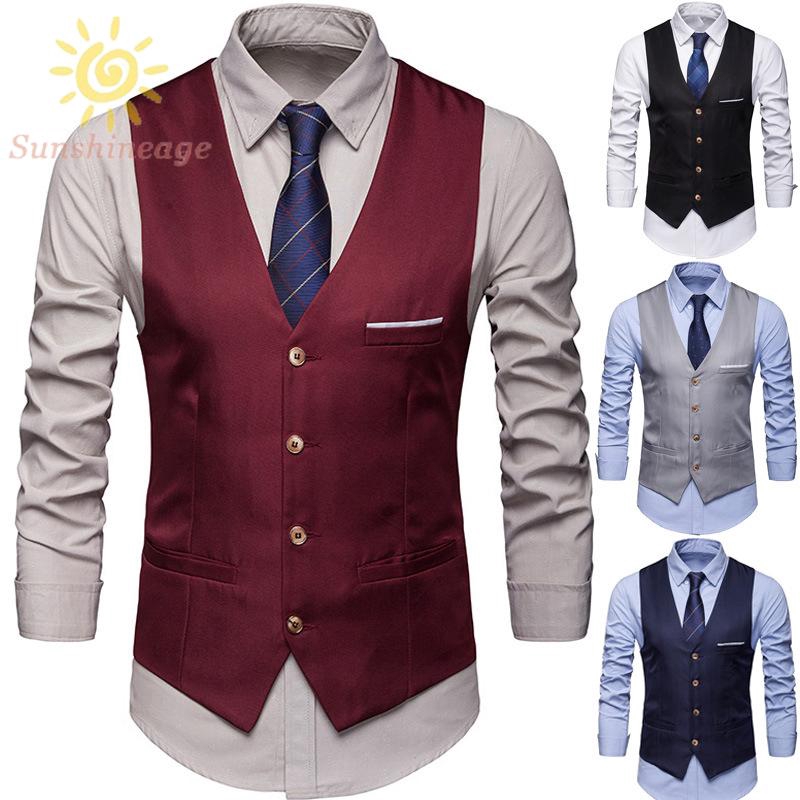 Áo Vest Tuxedo Plus Size Không Tay Cài Nút Thời Trang Công Sở Cho Nam