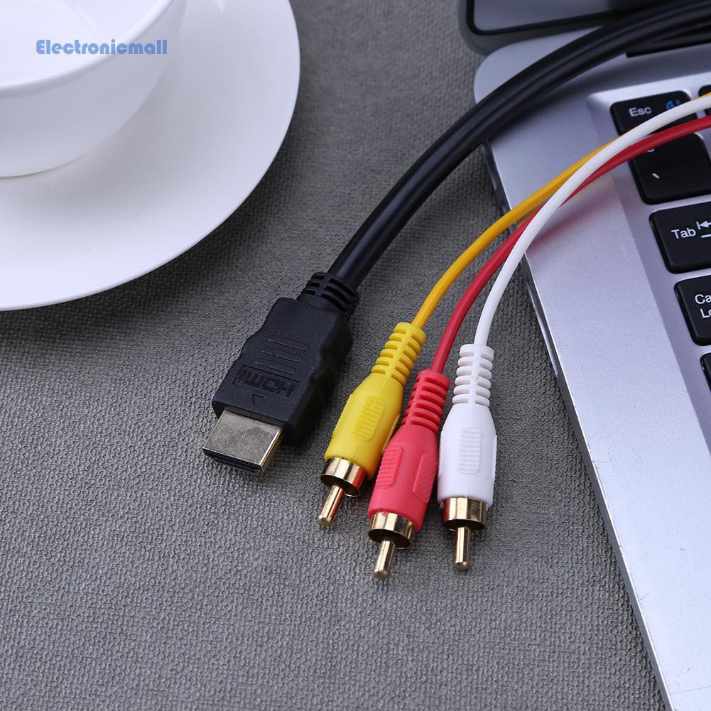 ElectronicMall01 1.5M HD HDMI To 3RCA AV Cable Gold-Plated Audio Cable for TV Set-Box Home Audio