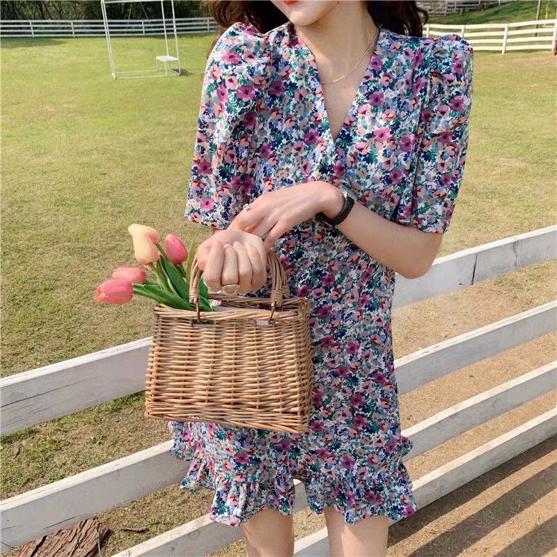 Váy đầm hoa zara họa tiết sang chảnh 💓 đầm đuôi cá tím - váy hoa dáng xòe tôn dáng | BigBuy360 - bigbuy360.vn