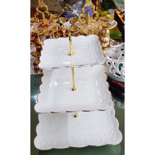 Khay sứ 3 tầng đựng hoa quả, bánh kẹo