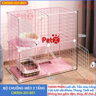 [BÁN CHẠY NHẤT] Chuồng mèo 2 tầng lưới sắt lắp ghép đa năng cho thú cưng thỏ, sóc bọ ú, vẹt màu hồng, đen, trắng