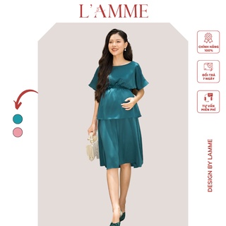 Đầm bầu hai tầng IVY chất liệu lụa, thắt nơ sau lưng tạo điểm nhấn thiết kế by LAMME