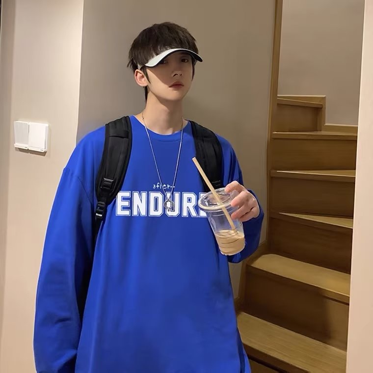 Áo Thun Tay Dài Cổ Tròn Dáng Rộng In Chữ Cỡ Lớn Thoải Mái Thời Trang Cho Nam Và Nữ M-5XL