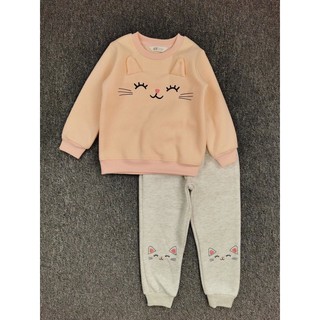 Bộ nỉ bông HM mặt mèo