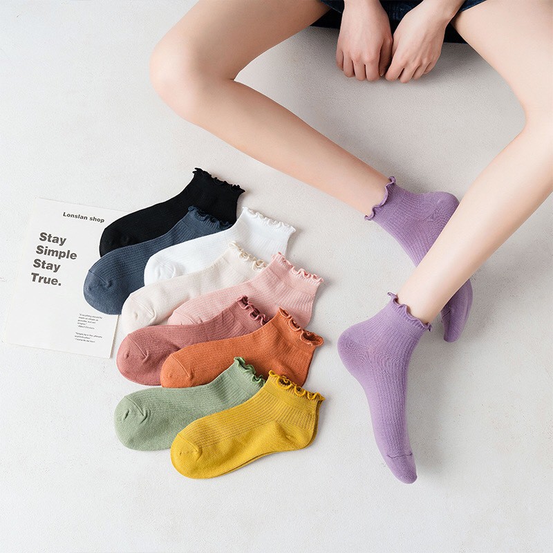 Tất Vớ Trơn Cổ Nhún 9 màu Zanmoo basic