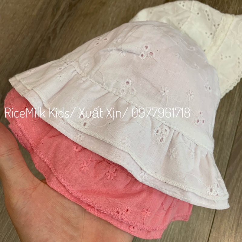 Mũ bèo thêu hoa cho bé gái xuất dư xịn