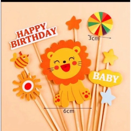phụ kiện trang trí bánh [FREESHIP❤️] set cắm hổ con baby đáng yêu