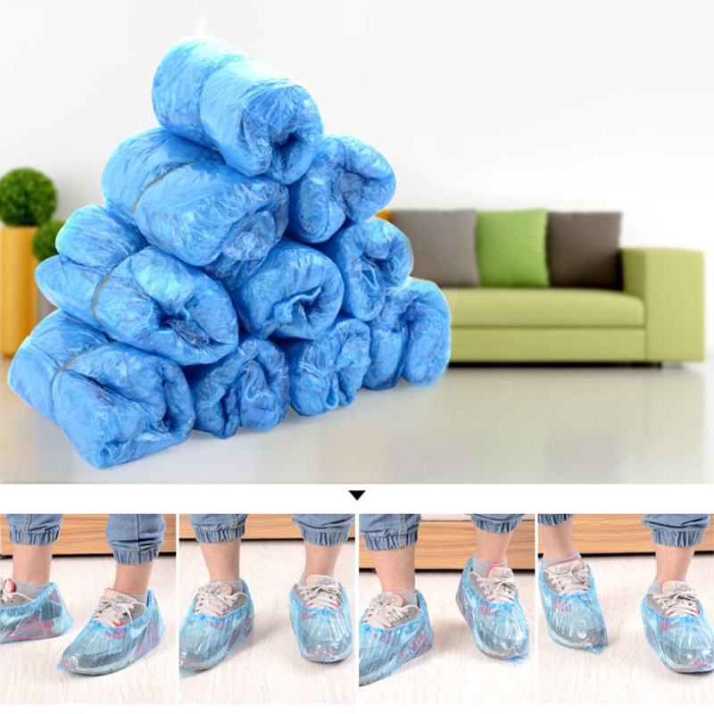 Set 100 Túi Bọc Giày Bằng Nhựa Chống Nước Dùng Một Lần