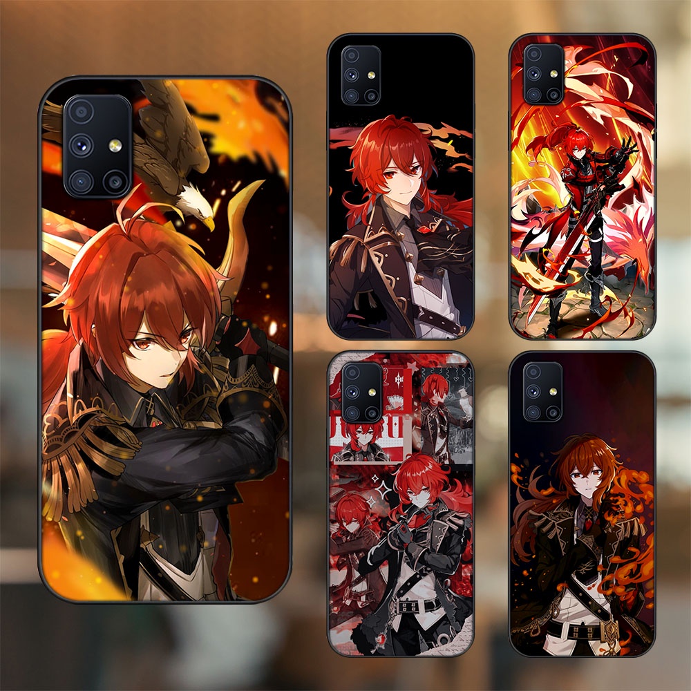 Ốp lưng Samsung M51 viền đen in hình Diluc Genshin Impact