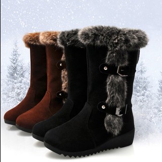 Giày boot đi tuyết phối lông cổ cao ấm áp cho nữ