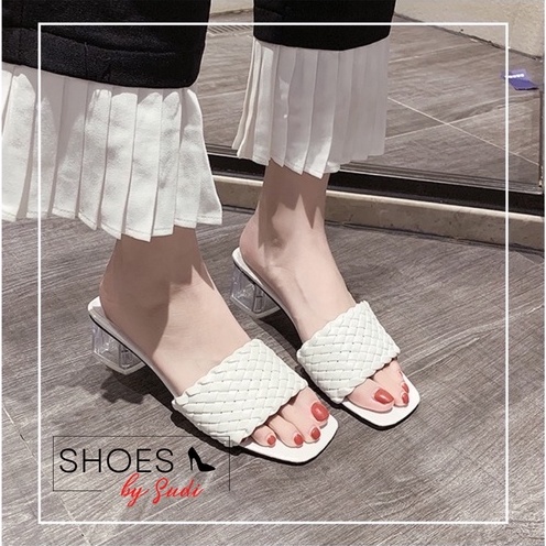 Guốc cao gót 5 phân SUDI - YV_M6_BAF199 quai tết đế vuông trong suốt sang chảnh SUDI - YV_M6_BAF199