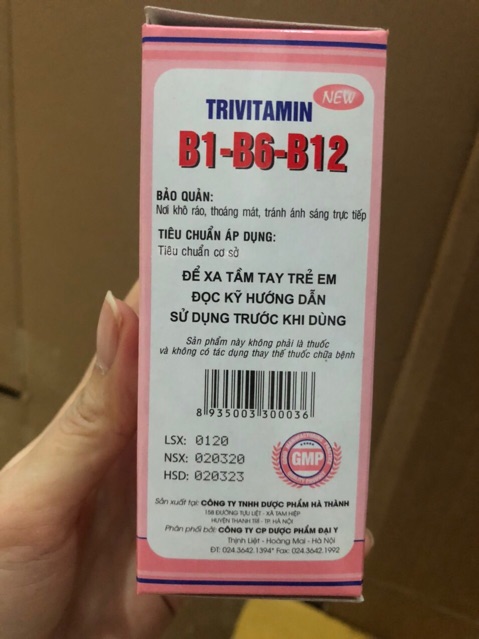 Viên uống 3B Trivitamin B1-B6-B12 bổ thần kinh (hộp 100 viên )