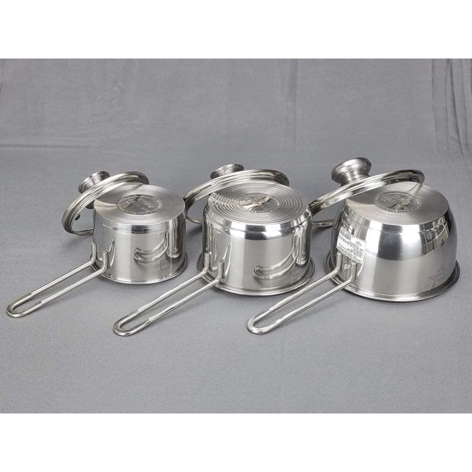 Quánh/Nồi Bột FiveStar Inox An Toàn 3 Đáy, Kèm Nắp Thủy Tinh - Dùng Quấy Cháo, Bột Cho Bé Giai Đoạn Ăn Dặm